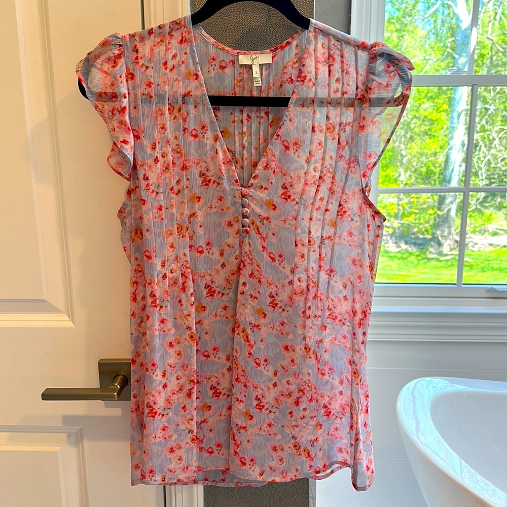 Joie Small sheer silk flowery top